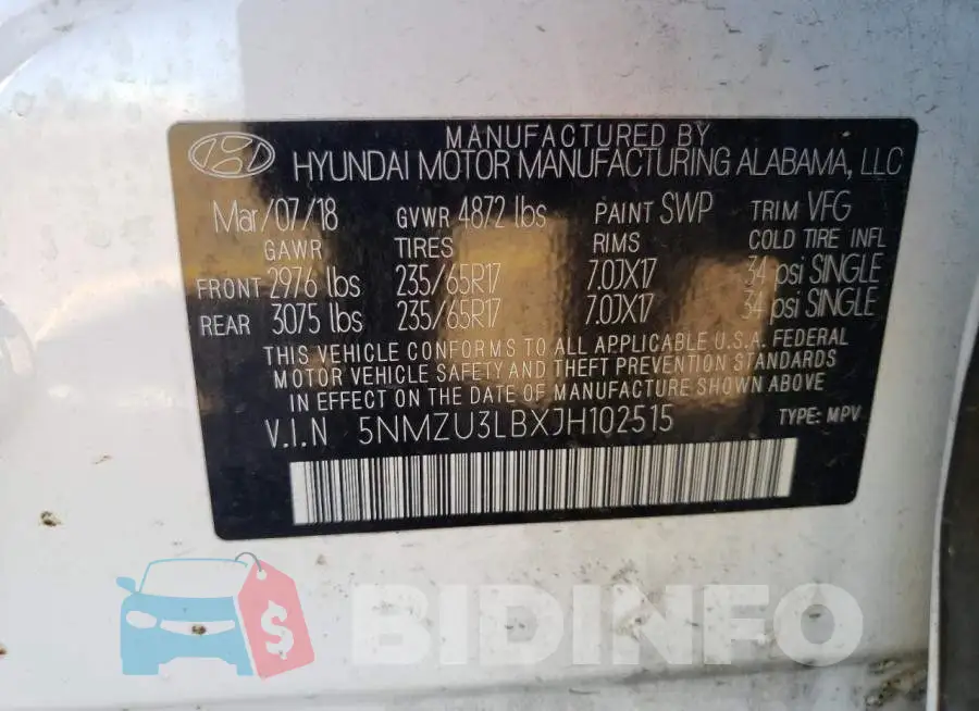 5NMZU3LBXJH102515 Photo# 10