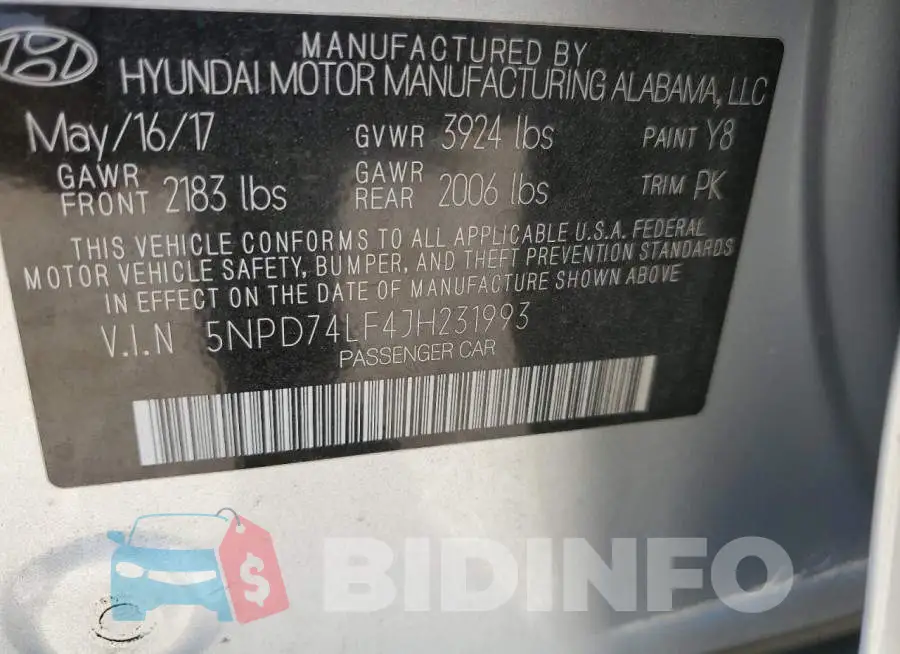 5NPD74LF4JH231993 Photo# 10
