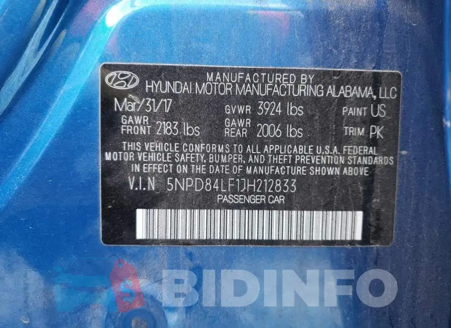 5NPD84LF1JH212833 Photo# 10