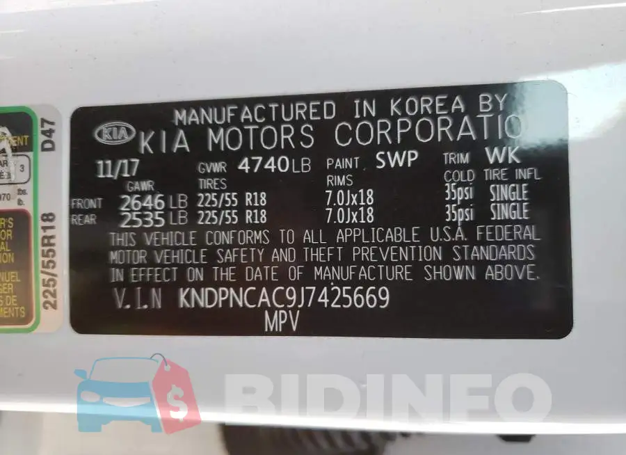 KNDPNCAC9J7425669 Photo# 10