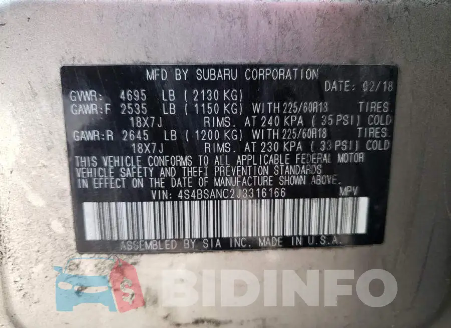4S4BSANC2J3316166 Photo# 10