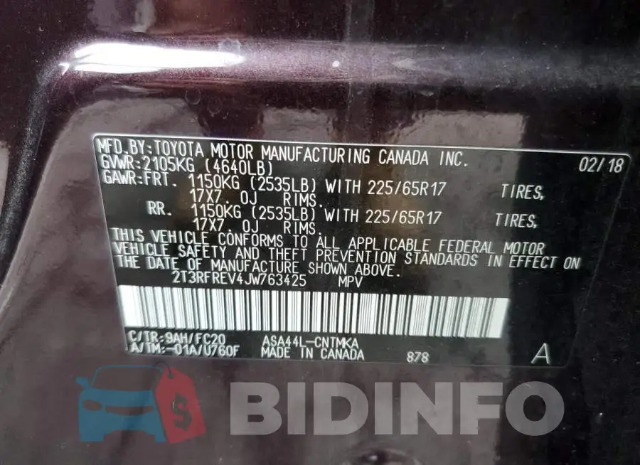 2T3RFREV4JW763425 Photo# 10