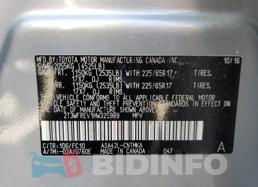 2T3WFREV1HW325989 Photo# 10