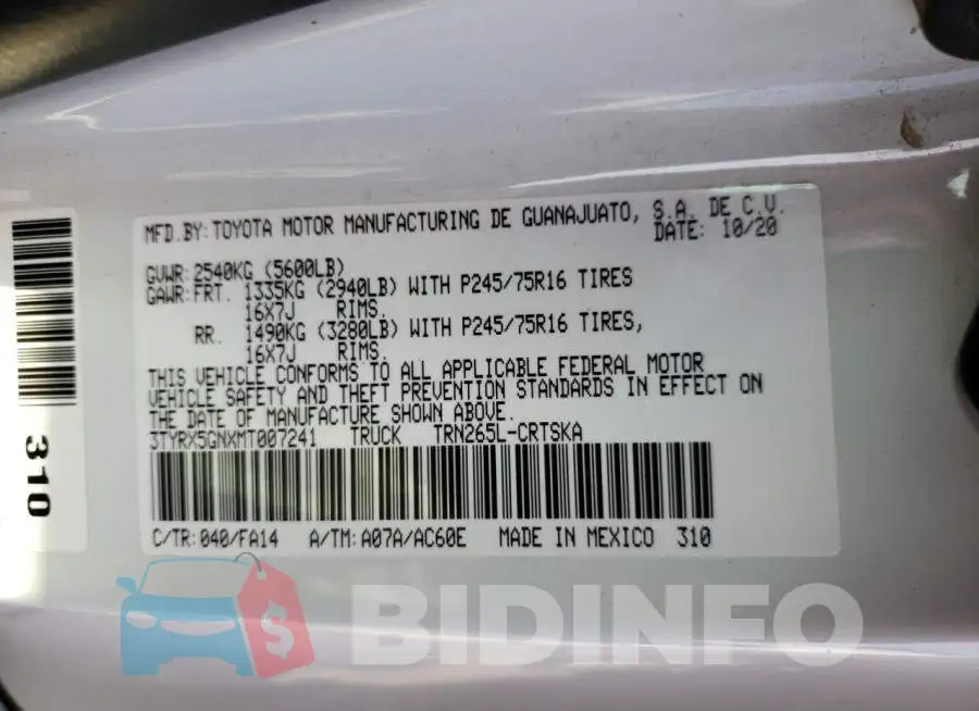 3TYRX5GNXMT007241 Photo# 10
