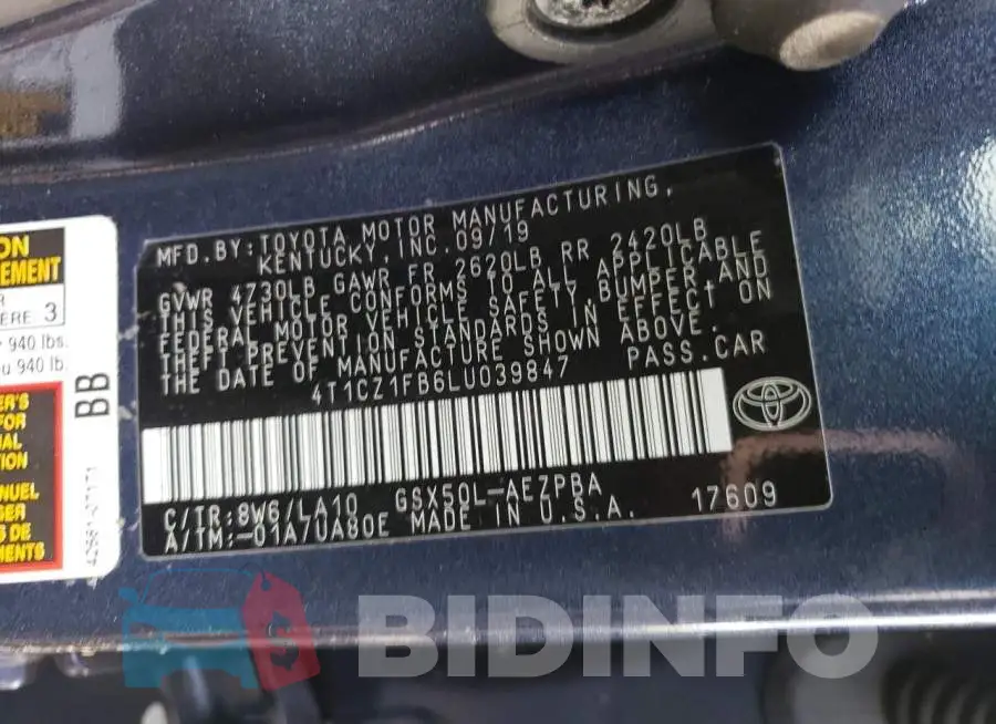 4T1CZ1FB6LU039847 Photo# 10