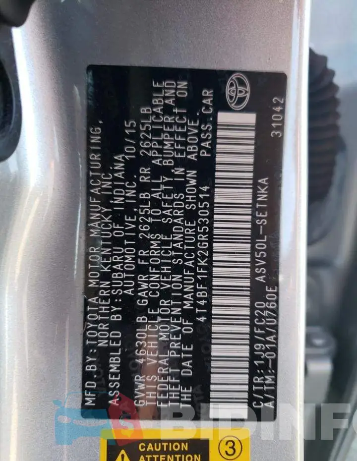 4T4BF1FK2GR530514 Photo# 12