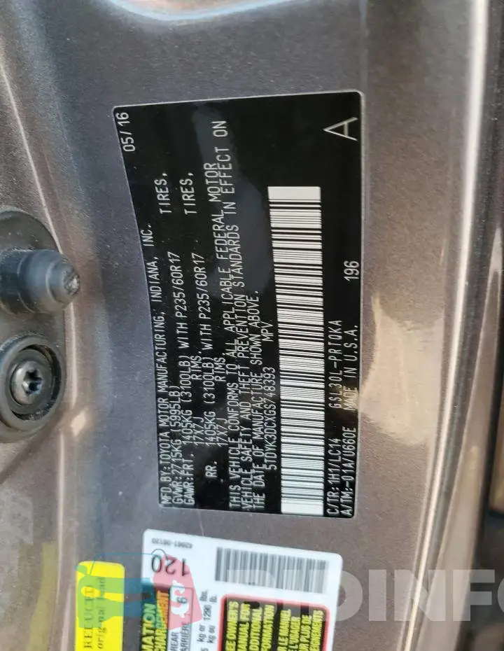 5TDYK3DCXGS748393 Photo# 10