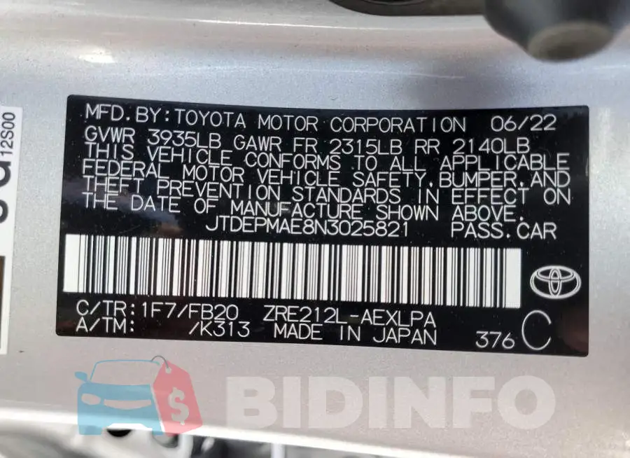 JTDEPMAE8N3025821 Photo# 10