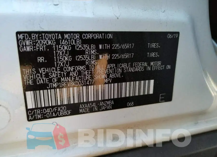 JTMP1RFV8KD031477 Photo# 10