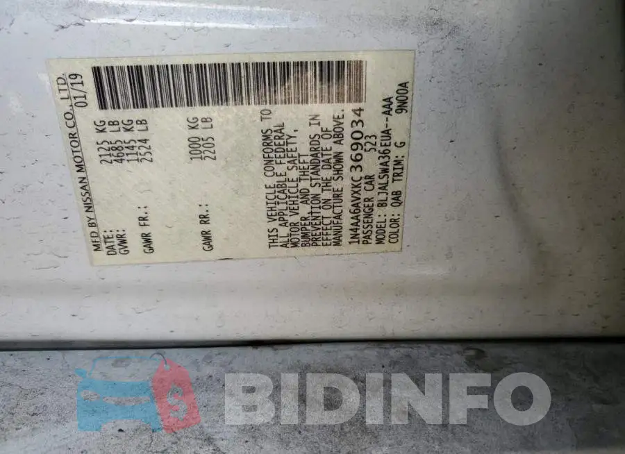 1N4AA6AVXKC369034 Photo# 10