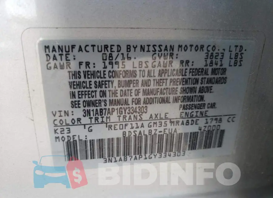 3N1AB7AP1GY334303 Photo# 10