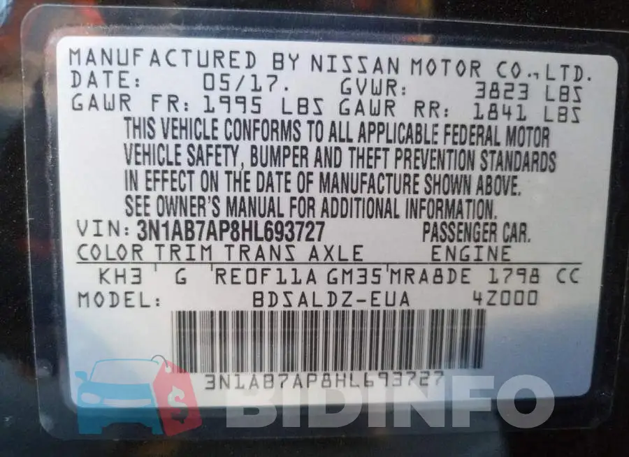 3N1AB7AP8HL693727 Photo# 12