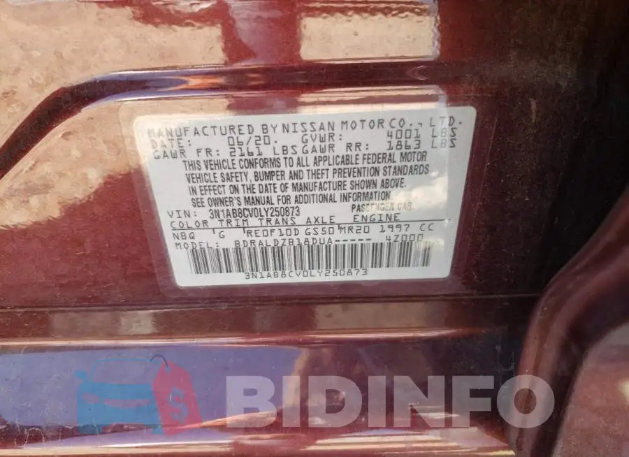 3N1AB8CV0LY250873 Photo# 10