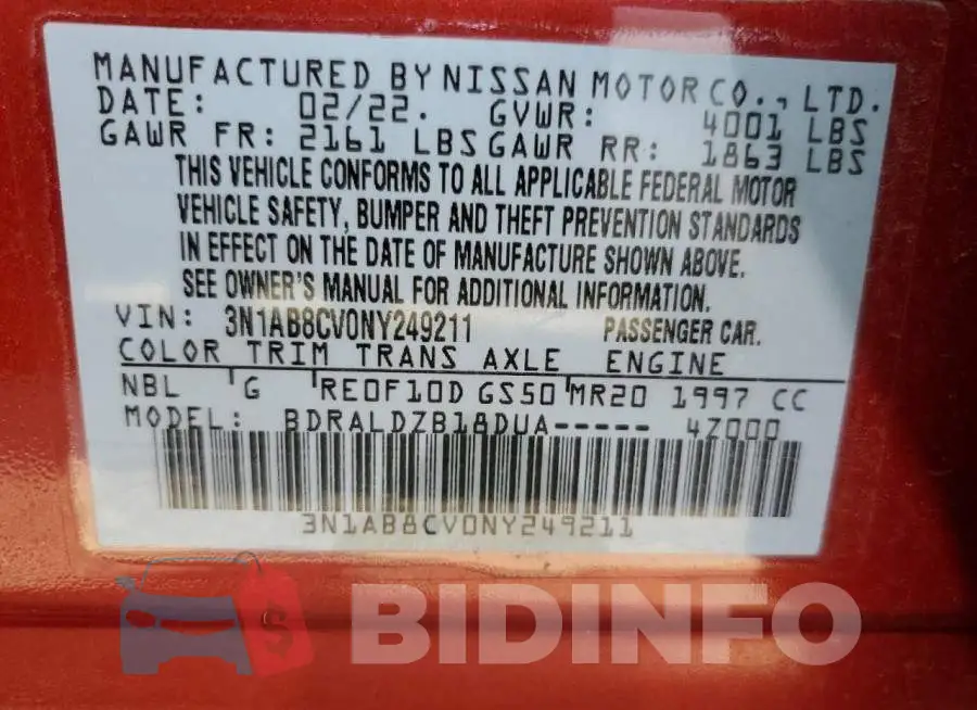 3N1AB8CV0NY249211 Photo# 10