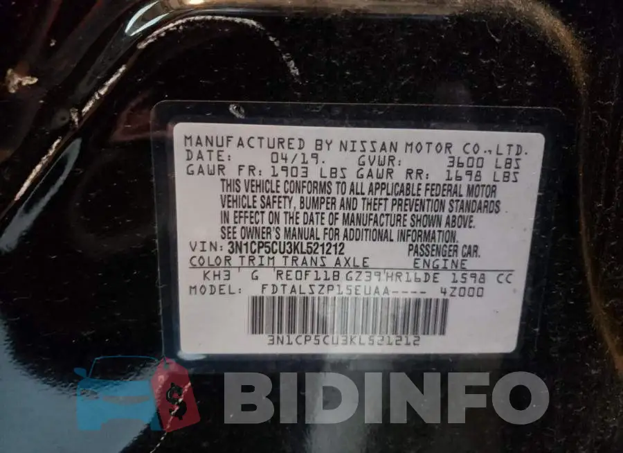 3N1CP5CU3KL521212 Photo# 10