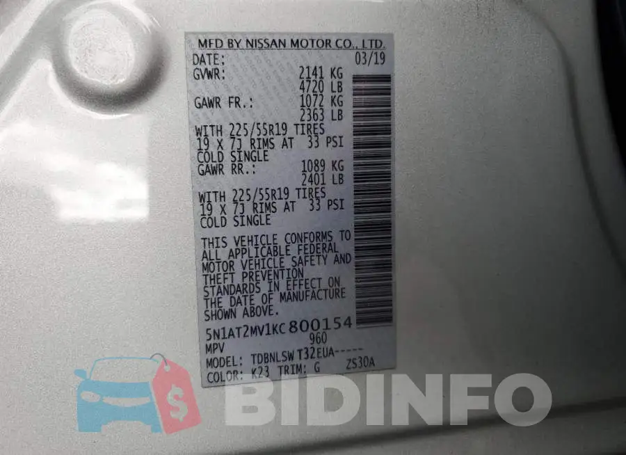 5N1AT2MV1KC800154 Photo# 10