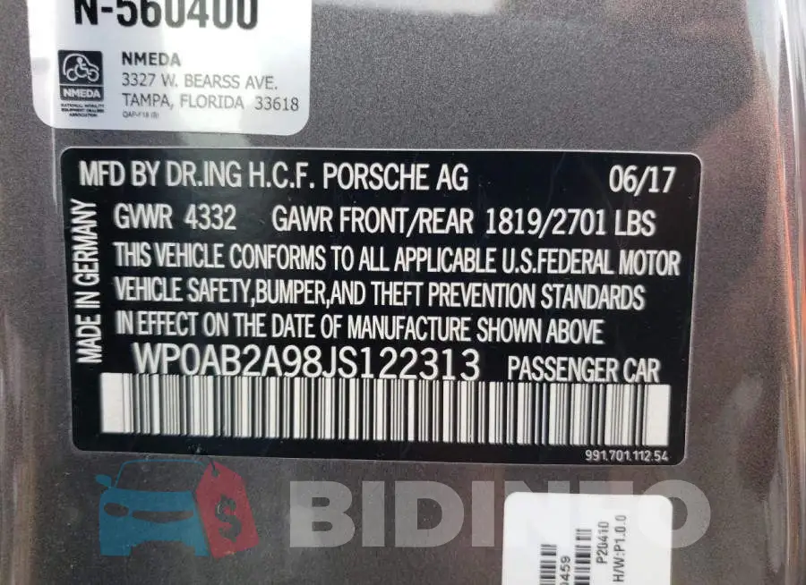 WP0AB2A98JS122313 Photo# 10