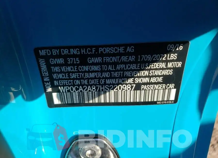 WP0CA2A87HS220987 Photo# 12