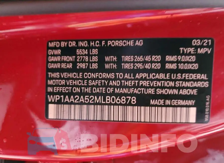 WP1AA2A52MLB06878 Photo# 13