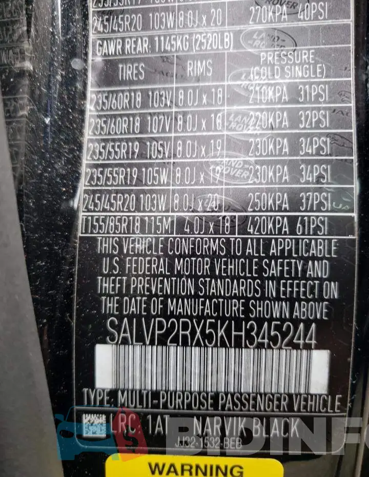 SALVP2RX5KH345244 Photo# 10