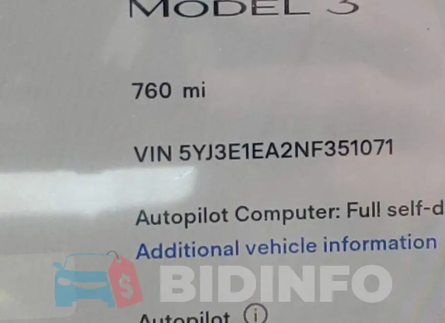 5YJ3E1EA2NF351071 Photo# 8