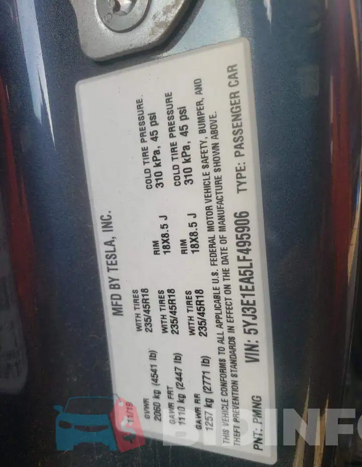 5YJ3E1EA5LF495906 Photo# 10