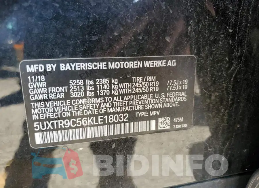 5UXTR9C56KLE18032 Photo# 10