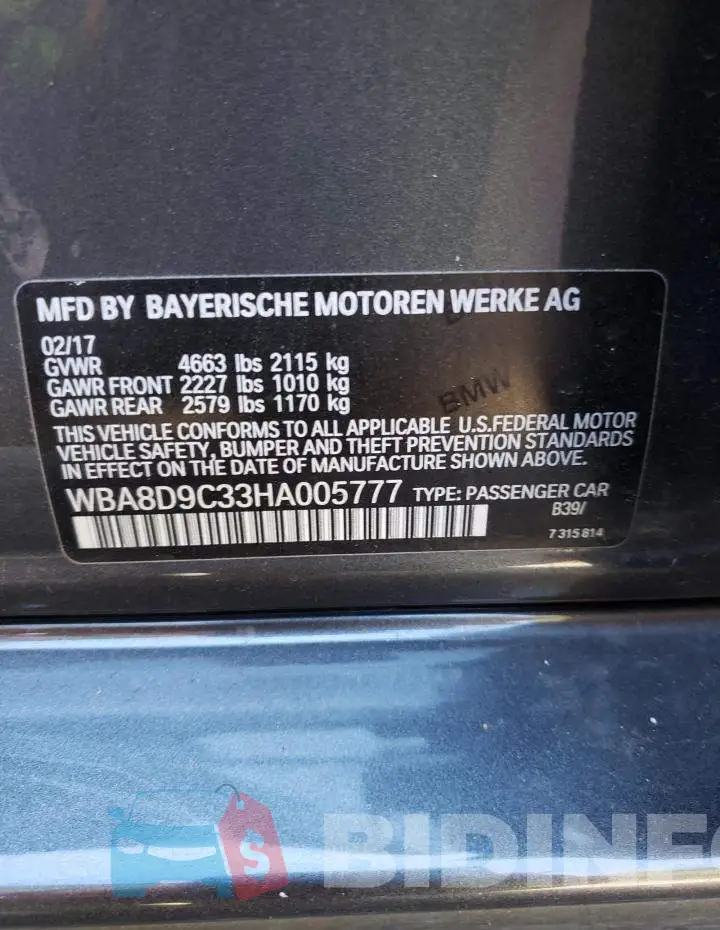 WBA8D9C33HA005777 Photo# 10