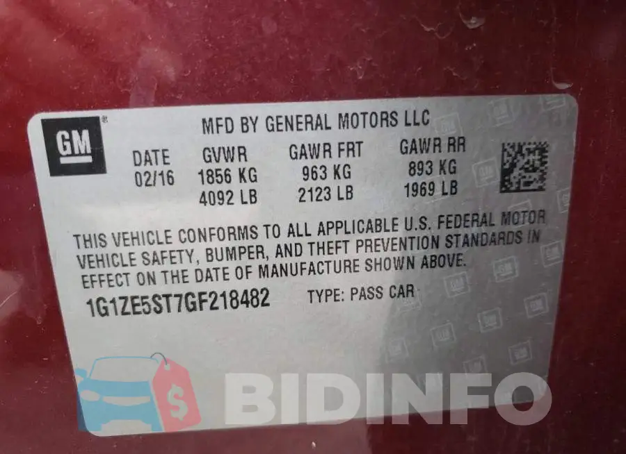 1G1ZE5ST7GF218482 Photo# 10