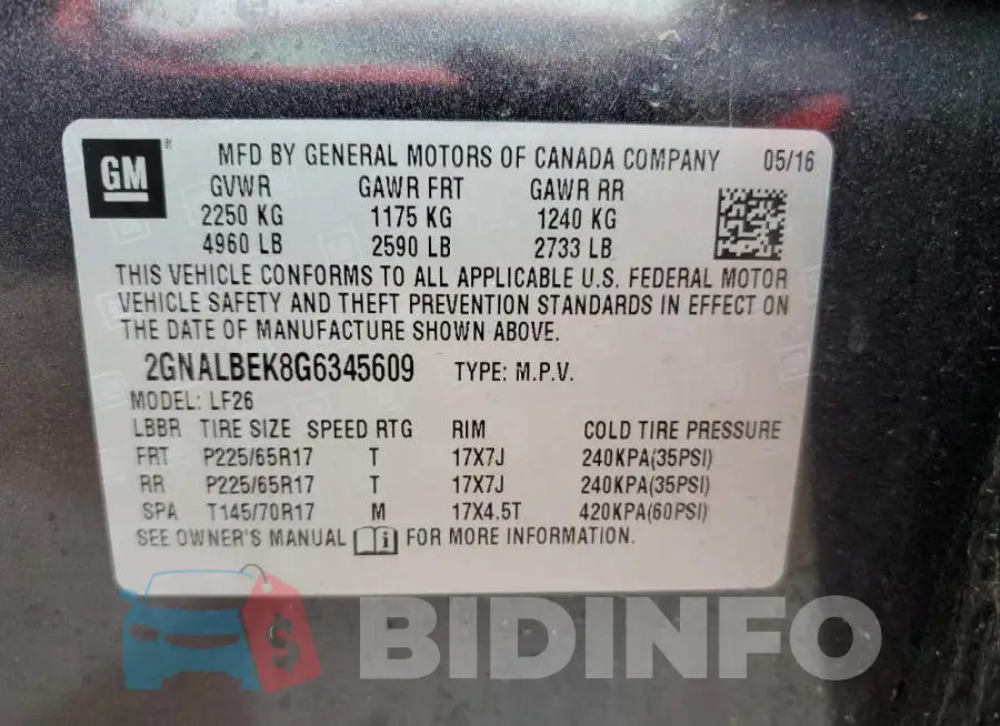 2GNALBEK8G6345609 Photo# 10