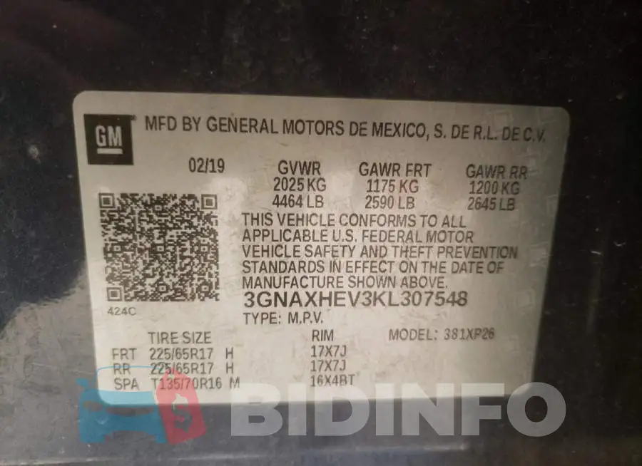 3GNAXHEV3KL307548 Photo# 10