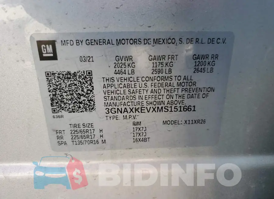 3GNAXKEVXMS151661 Photo# 10