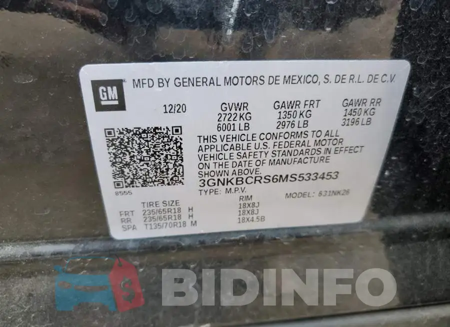3GNKBCRS6MS533453 Photo# 10