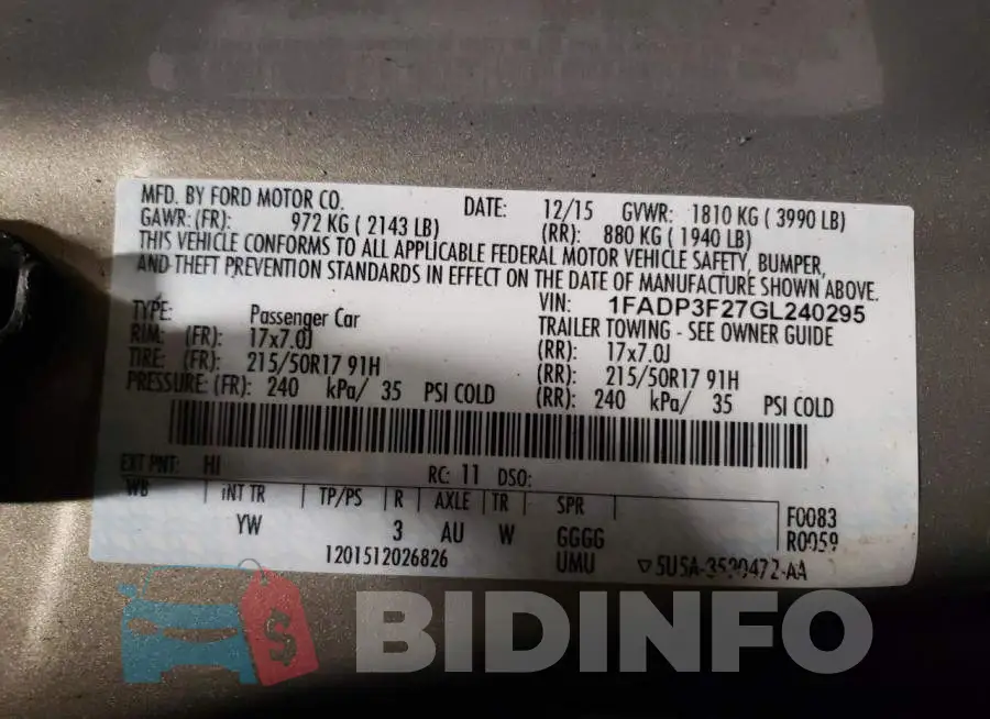 1FADP3F27GL240295 Photo# 12