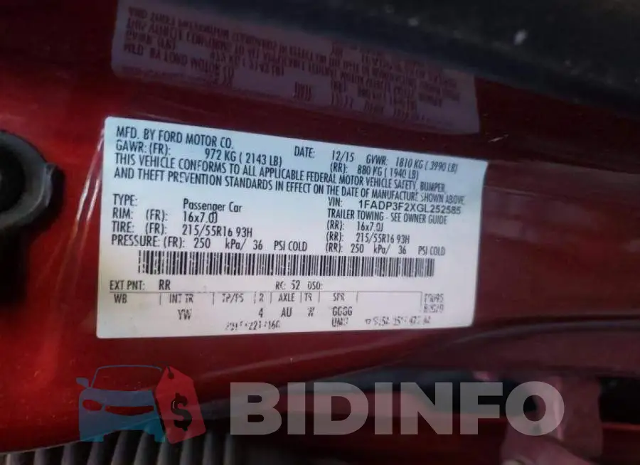 1FADP3F2XGL252585 Photo# 10