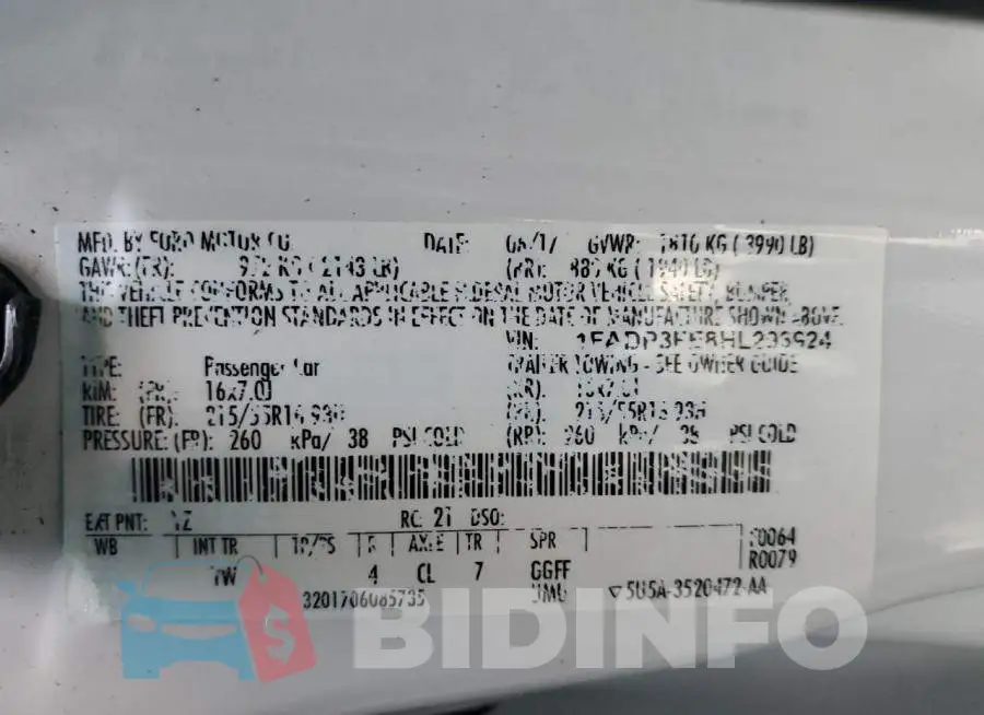 1FADP3FE8HL293924 Photo# 10