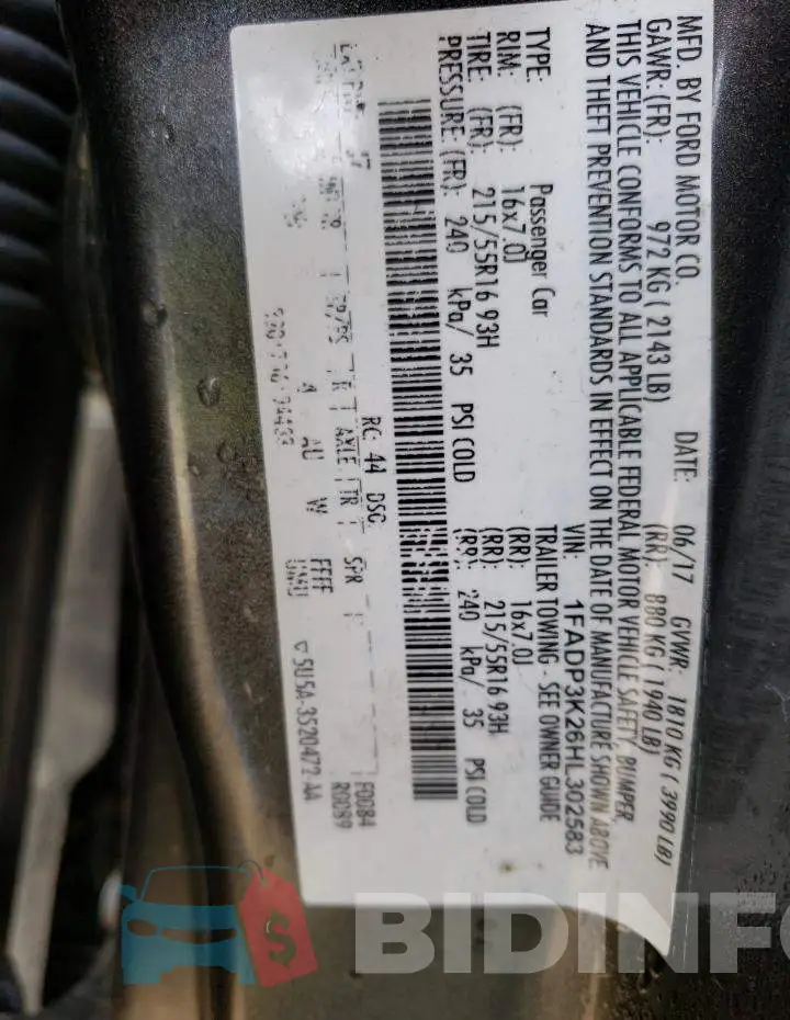 1FADP3K26HL302583 Photo# 10