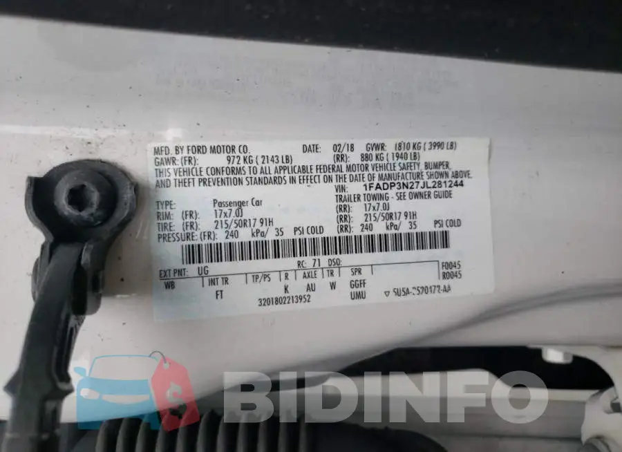 1FADP3N27JL281244 Photo# 10