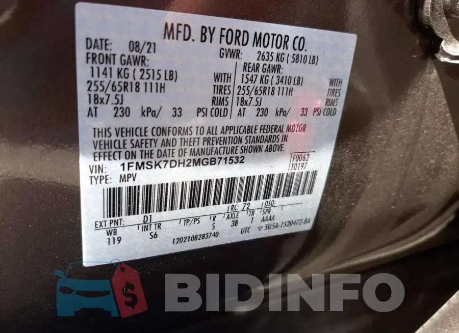 1FMSK7DH2MGB71532 Photo# 10