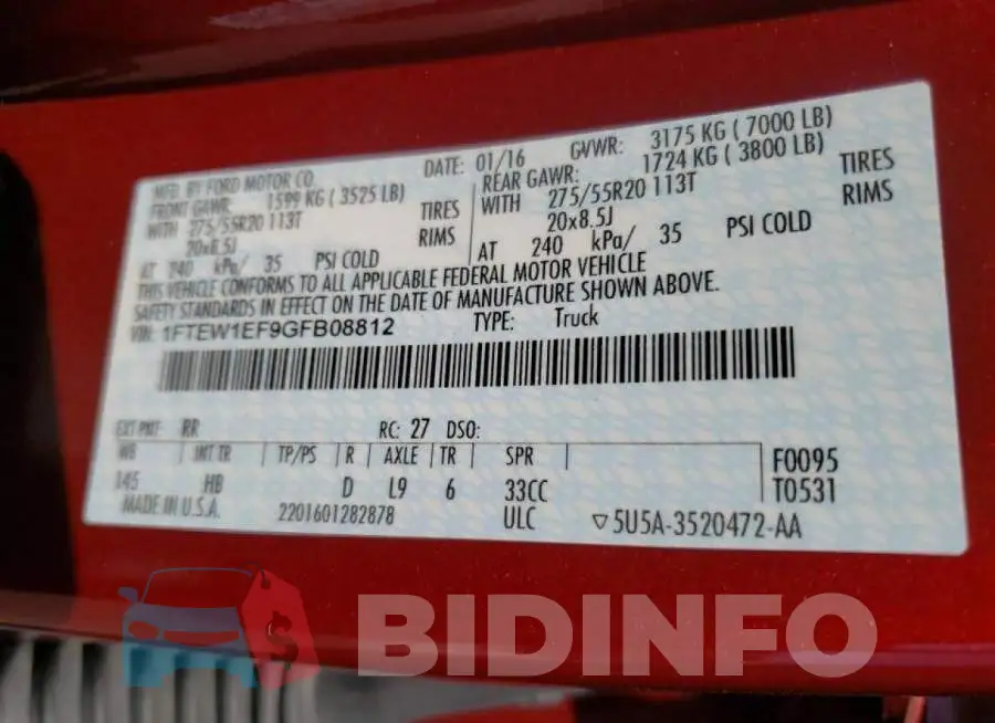 1FTEW1EF9GFB08812 Photo# 10
