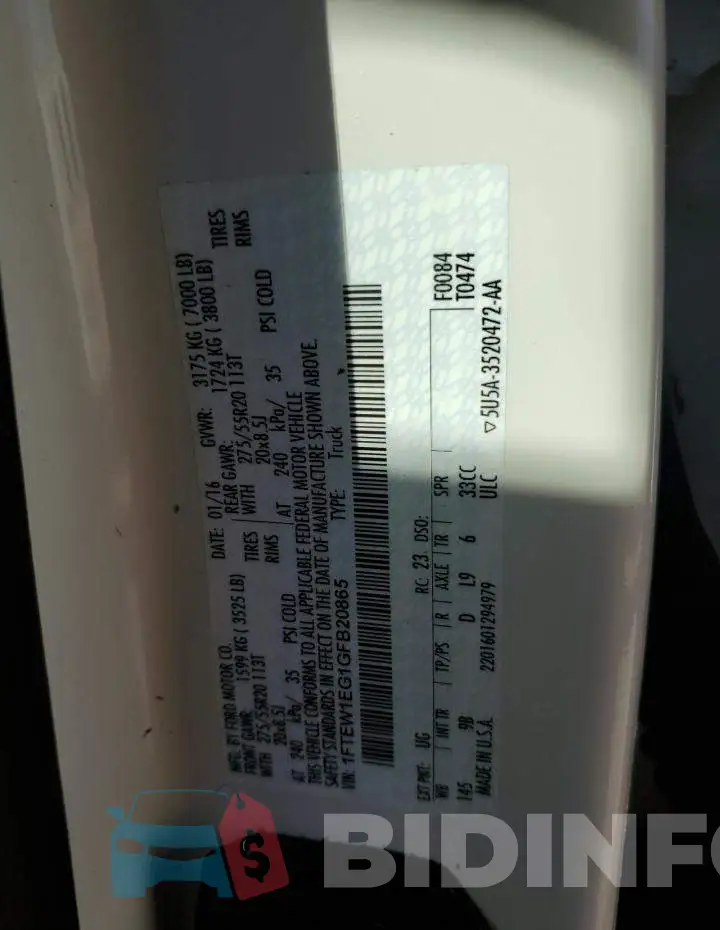 1FTEW1EG1GFB20865 Photo# 10