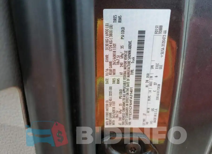 1FTEX1CF6HFA31401 Photo# 10
