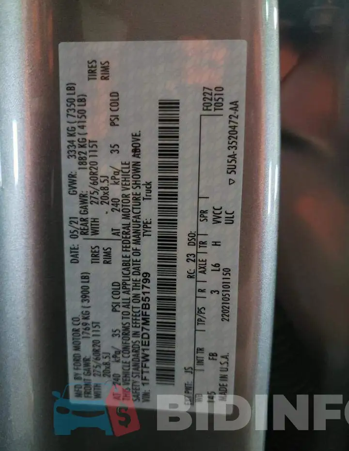 1FTFW1ED7MFB51799 Photo# 10