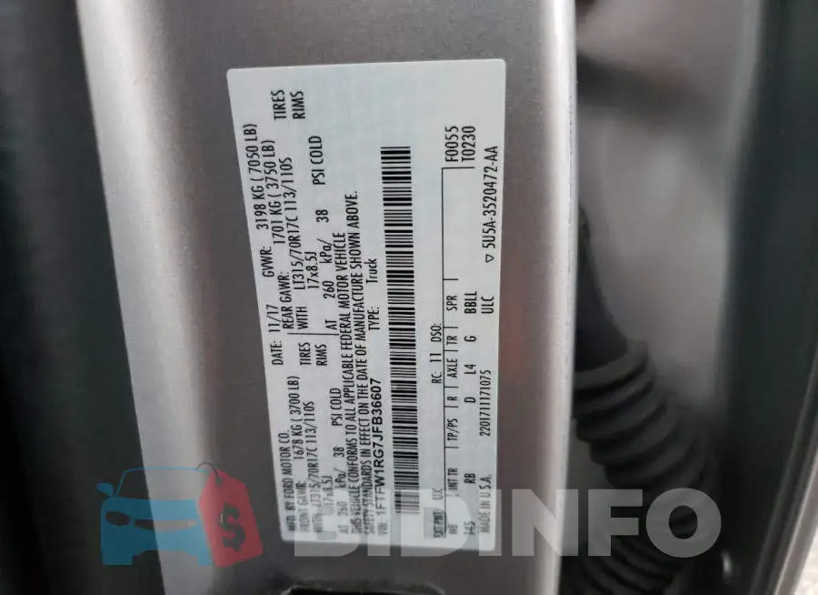 1FTFW1RG7JFB36607 Photo# 10