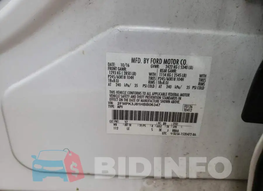 2FMPK3J81HBB06347 Photo# 10