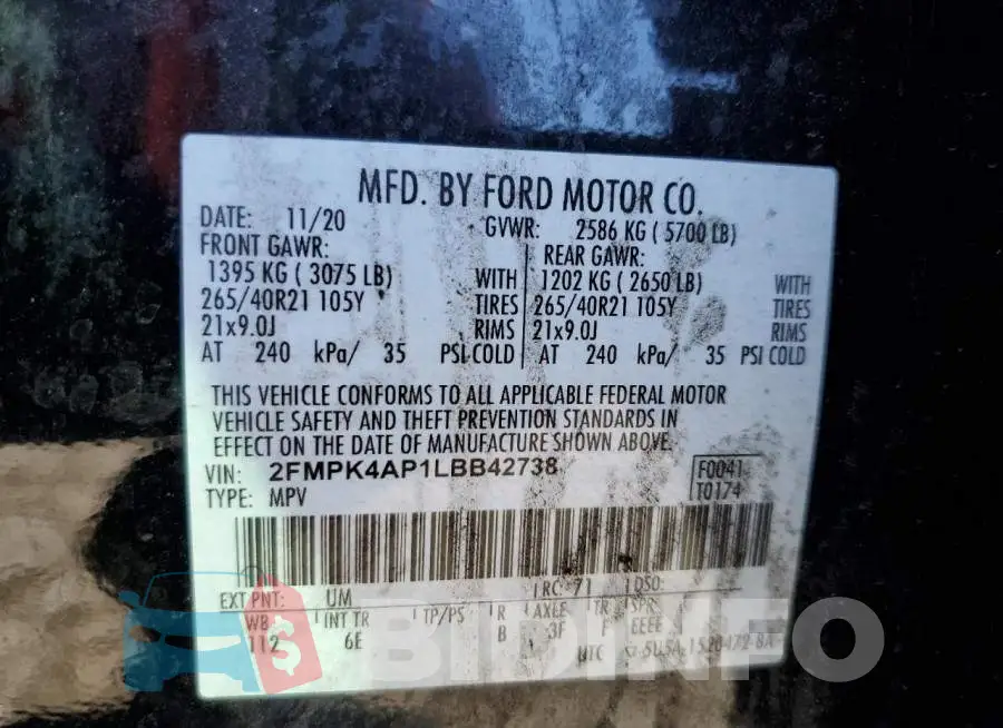 2FMPK4AP1LBB42738 Photo# 10