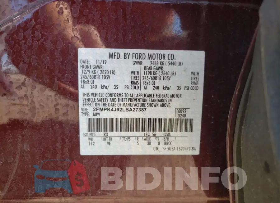 2FMPK4J92LBA27387 Photo# 10