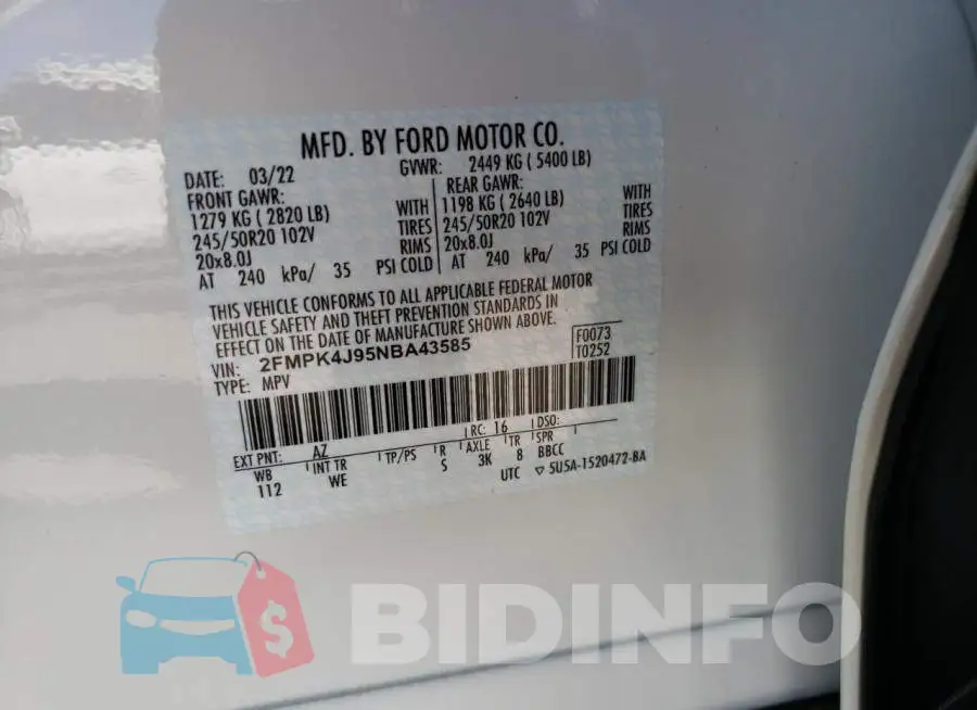 2FMPK4J95NBA43585 Photo# 10