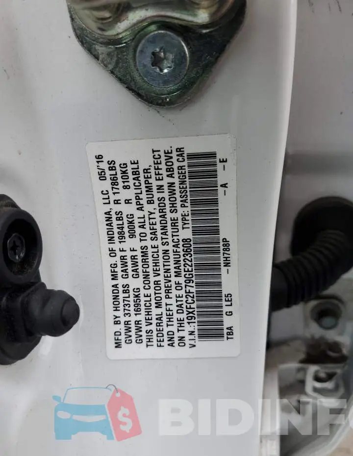 19XFC2F79GE223608 Photo# 10