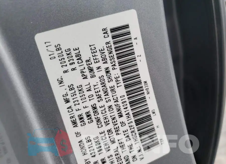1HGCR2F51HA140910 Photo# 10